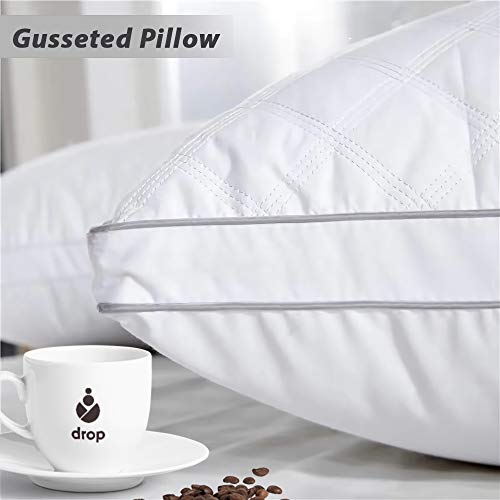 2-Pack Cotton Pillows Gusseted Pillows for Side, Stomach and Back