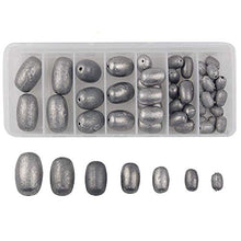 Load image into Gallery viewer, Assorted Egg Sinker Weights Kit - Assorted Sizes Saltwater Fishing Weights-Total 18.6OZ 42pcs Worm/Bell/Bass Casting Hollow Egg Sinkers Weights Kit
