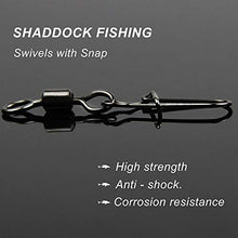 Load image into Gallery viewer, Shaddock Fishing 210pieces/box Fishing Swivel Snap Connectors Size 2 4 5 6 8 High-Strength Fishing Rolling Swivels with Nice Snaps Fishing Tackle Kit (100% Copper+Stainless Steel)
