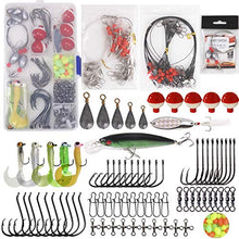 Load image into Gallery viewer, Saltwater Surf Fishing Tackle Kit -138pcs Leader Rigs Saltwater Lures Spoon Sinker Weights Floats Hooks Swivel Beach Fishing Gear
