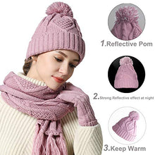 Load image into Gallery viewer, Warm Scarf Glove Hat Beanie Set - Cable Knit Winter Gift Set Pom Cap Touch Screen Glove Long Scarf 3 PCS Set for Women
