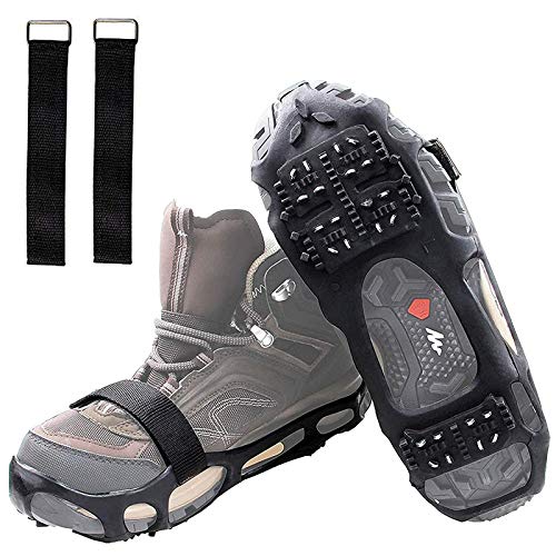 Shaddock Fishing Ice Cleats for Shoes and Boots, Ice Snow Traction Cleats Crampons for Men Women Kids Winter Walking on Ice and Snow Anti Slip Overshoe Stretch Footwear (Size L)