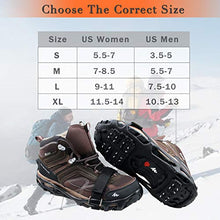 Load image into Gallery viewer, Shaddock Fishing Ice Cleats for Shoes and Boots, Ice Snow Traction Cleats Crampons for Men Women Kids Winter Walking on Ice and Snow Anti Slip Overshoe Stretch Footwear (Size L)
