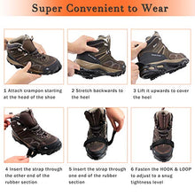 Load image into Gallery viewer, Shaddock Fishing Ice Cleats for Shoes and Boots, Ice Snow Traction Cleats Crampons for Men Women Kids Winter Walking on Ice and Snow Anti Slip Overshoe Stretch Footwear (Size L)
