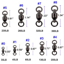 Load image into Gallery viewer, Shaddock Fishing 25 Pack 100% Copper 35lb-390lb High Strength Fishing Ball Bearing Swivels Fish Swivel Connectors with Strong Solid Welded Rings (Size 0 (35lb) 25 Pack)
