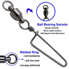 Load image into Gallery viewer, Easy Catch 10 Pack High-Strength Fishing Ball Bearing Swivel with Coastlock Snap, Strong Welded Ring for Saltwater Fishing-18Lb to 350Lb (100% Copper+Stainless Steel)(Size 1+1 (31lb) 10Pack)
